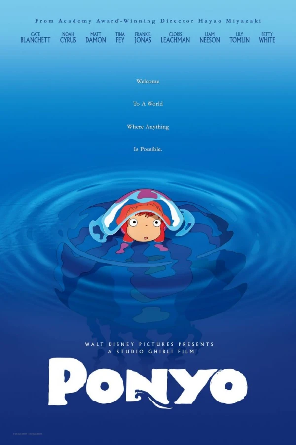 Ponyo på klippan vid havet Poster